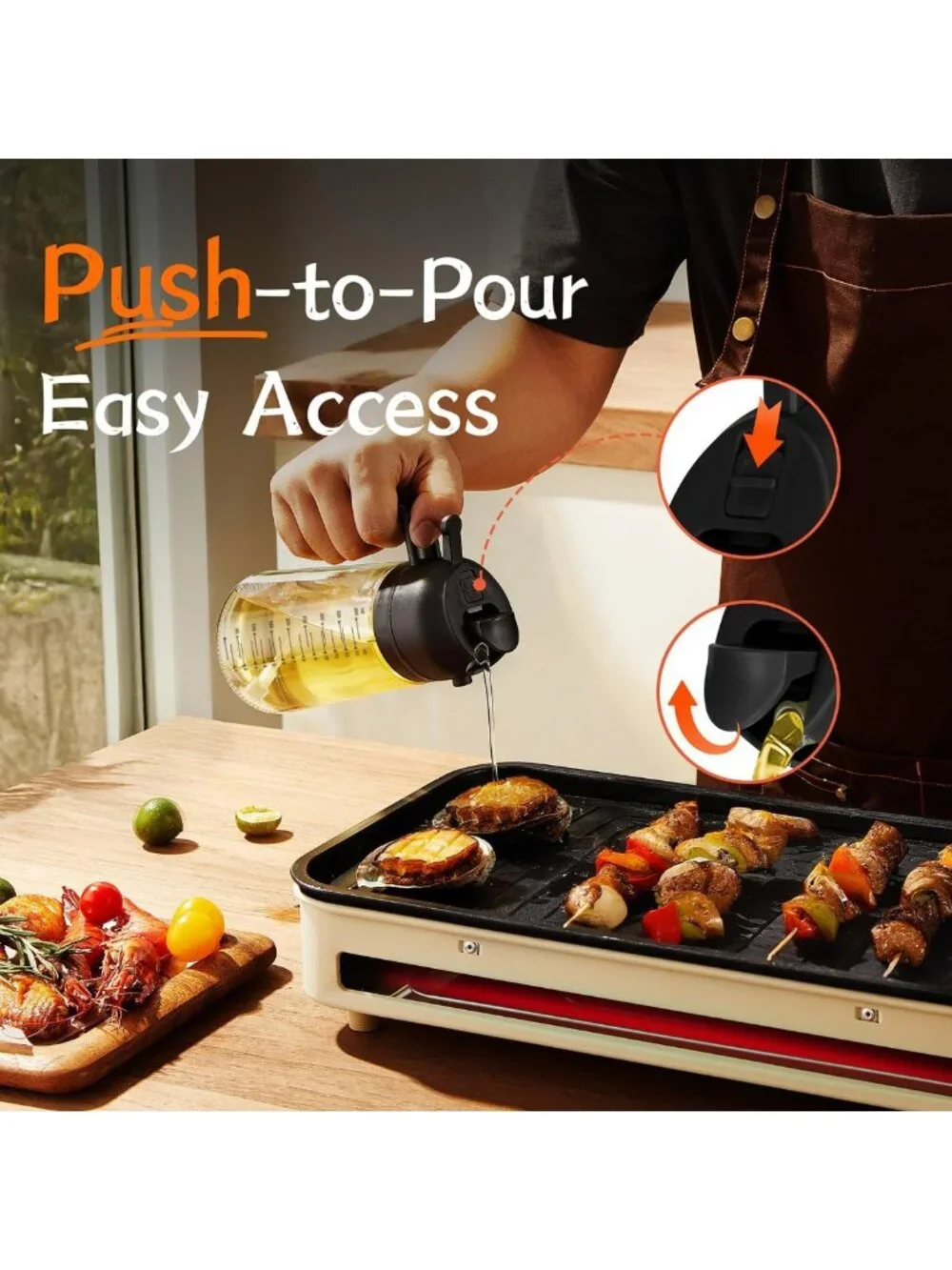 16oz Glass Olive Oil Sprayer & Dispenser Bottle - Kitchen Gadget for Cooking
